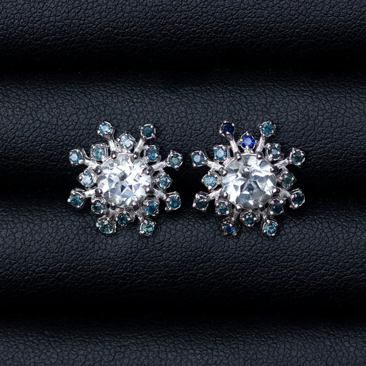 Natural White Topaz Earrings from Chanthaburi