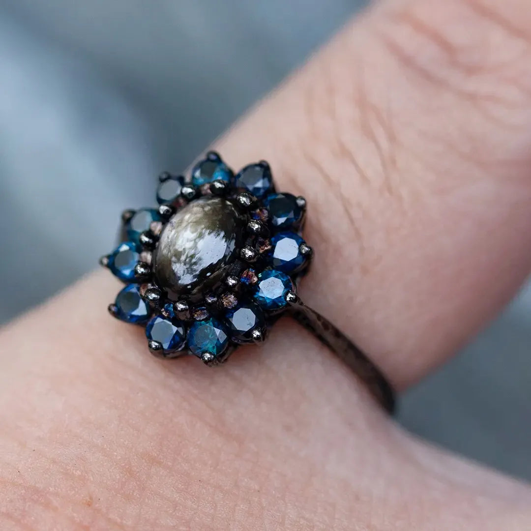 Chanthaburi Natural Black Star Sapphire Ring