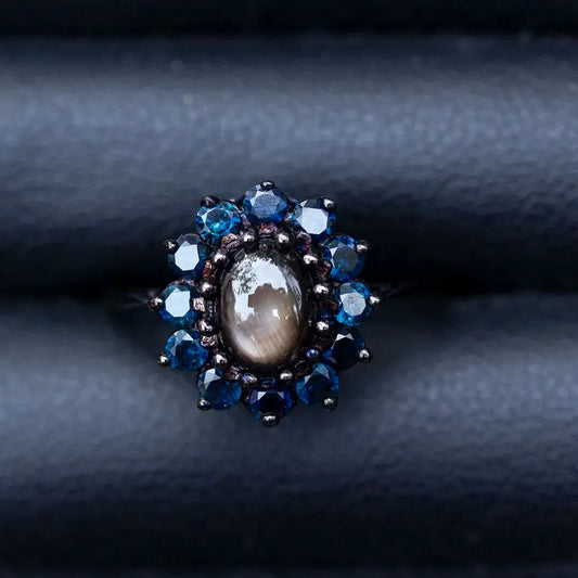 Chanthaburi Natural Black Star Sapphire Ring