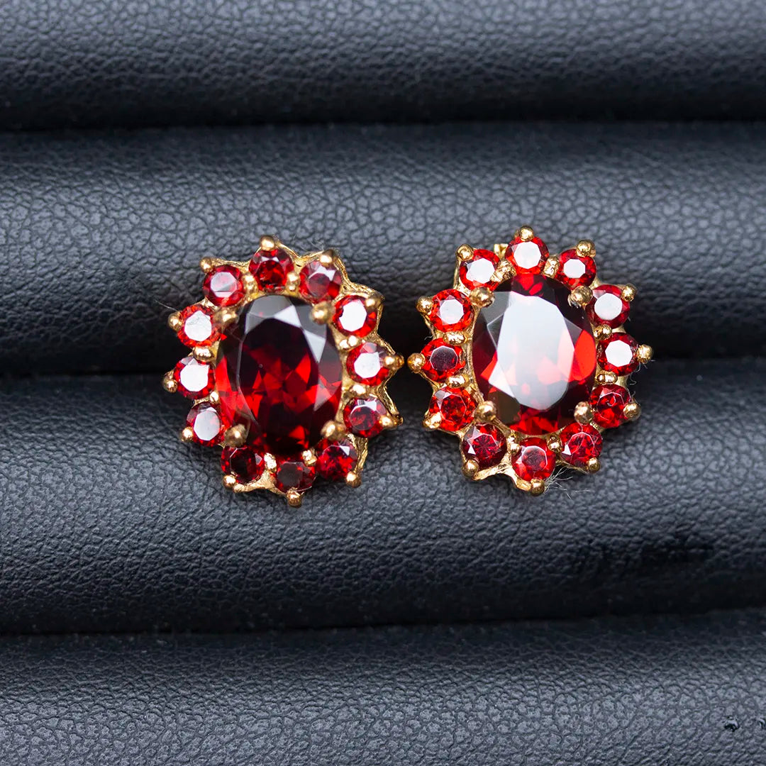 Chanthaburi Natural Garnet Earrings